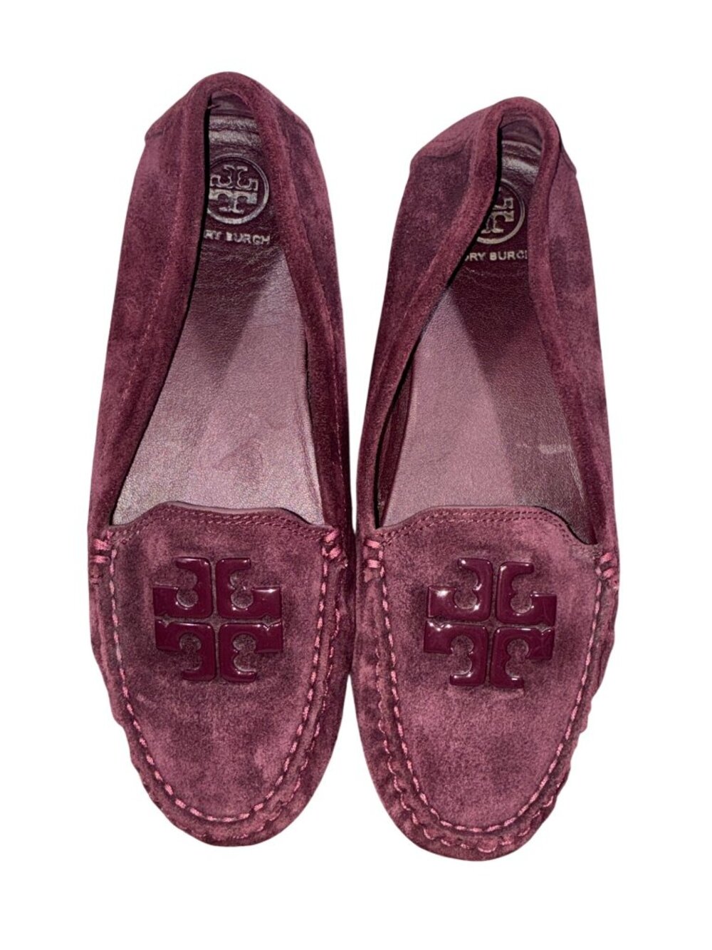 Tory Burch Lowell 2 Driver Suede Loafers US 7 Claret Wine cushioned designer